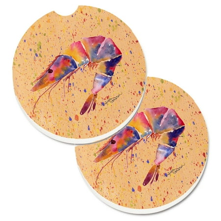 

Carolines Treasures 8465CARC Shrimp Set of 2 Cup Holder Car Coasters Large multicolor