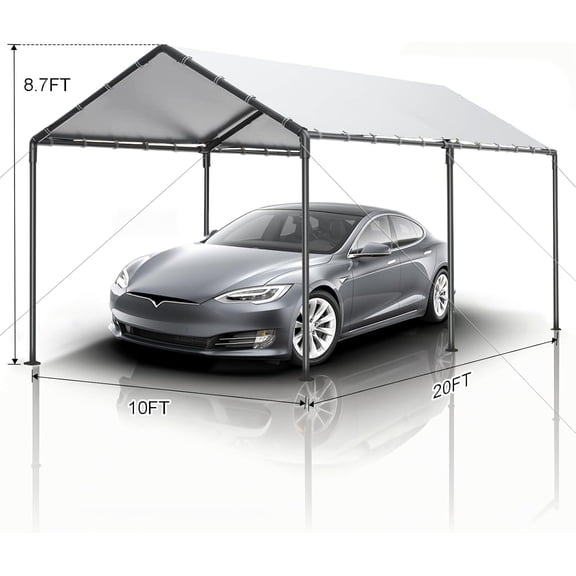 10x20ft Heavy Duty Portable Carport Canopy with Storage Shed Steel Frame All- Tarp for Car Truck Boat Party