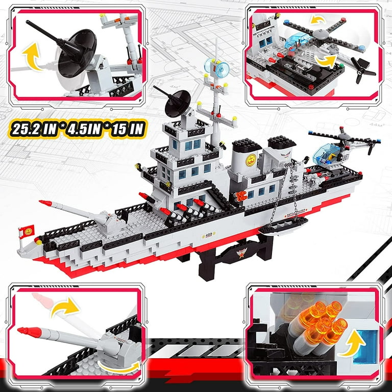 EP EXERCISE N PLAY Large Military Battleship Building Blocks Toy
