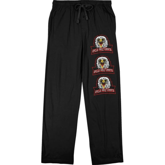 Cobra Kai Eagle Fang Repeat Logo Men's Black Sleep Pajama Pants-Small