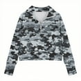 thumbnail image 4 of SGFCWSX Girls Fleece Sweatshirt Thermal Zipper Sweatshirts Kids Camouflage Print Pullover Dark Gray Size 7 Years, 4 of 5