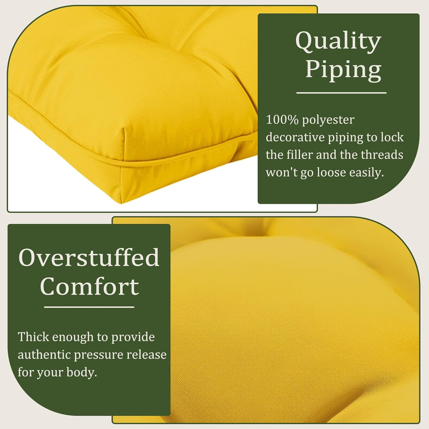 Namzi 4 Pack Outdoor Cushions, Patio Chair Cushions Outdoor Furniture Cushions for Garden, Balcony & Outdoor Dining Chairs Cushions,Yellow
