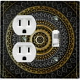 thumbnail image 1 of Metal Light Switch Plate Cover Gold Black Mandala Circle Pattern MDL006, 1 of 15
