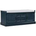 thumbnail image 3 of Storage Ottoman with 2 Drawers and 2 Cabinets, Storage Bench with with Removable Upholstered Cushion for Living Room, Bedroom and Entryway, Antique Navy, 3 of 7