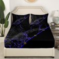 thumbnail image 3 of Erosebridal Navy Blue Ombre Bed Set Teens Adults Black Marble Bed Sheets Set, Watercolor Art Sheet Set Queen Tie Dye Marbling Sheets, Aesthetic Gradient Top Sheet 4pcs, 3 of 5