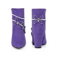 thumbnail image 2 of BLISSFUL STEP Women's Ankle Boots Butterfly Rhinestone Strap Chunky Heels Pointed Toe Boots Dark Purple 7, 2 of 7
