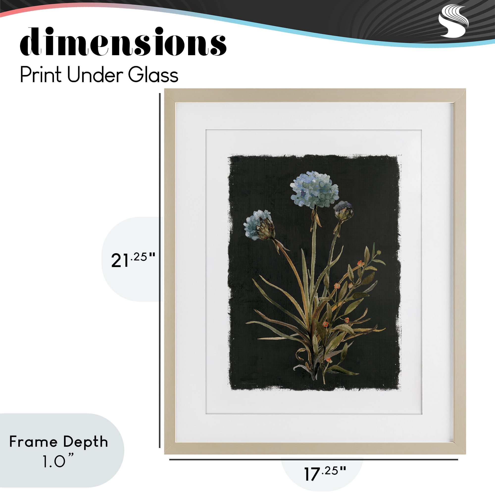 Stupell Industries Cerulean Bloom on Dark Green Birch Framed Print Under Glass, design by Carol Robinson