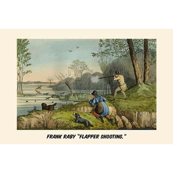 Frank Raby Flapper Shooting-Fine Art Canvas Print (20" x 30")