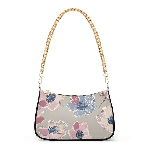 Flowers and PinkWomen Small Shoulder Bag Crossbody Tote Hobo Bags Purse Clutch Handbags with Chain Strap for Women