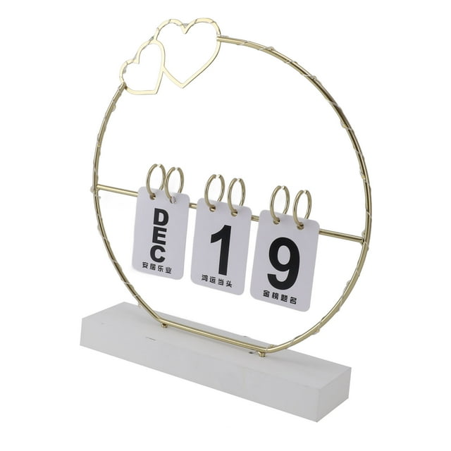 Modern Design Metal LED Perpetual Flip Calendar, Soft Lighting for Home Decor, Easy