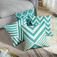 thumbnail image 6 of Throw Pillow Covers Home Decor Set of 4 Blue Stripe Geometric Vintage Retro Contemporary Pillow Cases Decorative 18 x 18 Inches Outdoor Cushion Couch Sofa Pillowcases, 6 of 6
