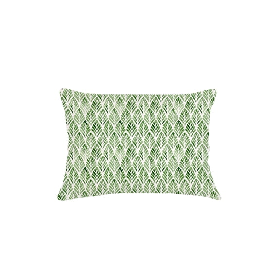 Green Geo Palm Velvet Pillow 14x20 Down