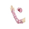 thumbnail image 3 of INSPIRE CHIC Women's Metallic Shiny Fingerless Gloves with Finger Loop Arm Warmers for Party Disco One Size Pink, 3 of 6