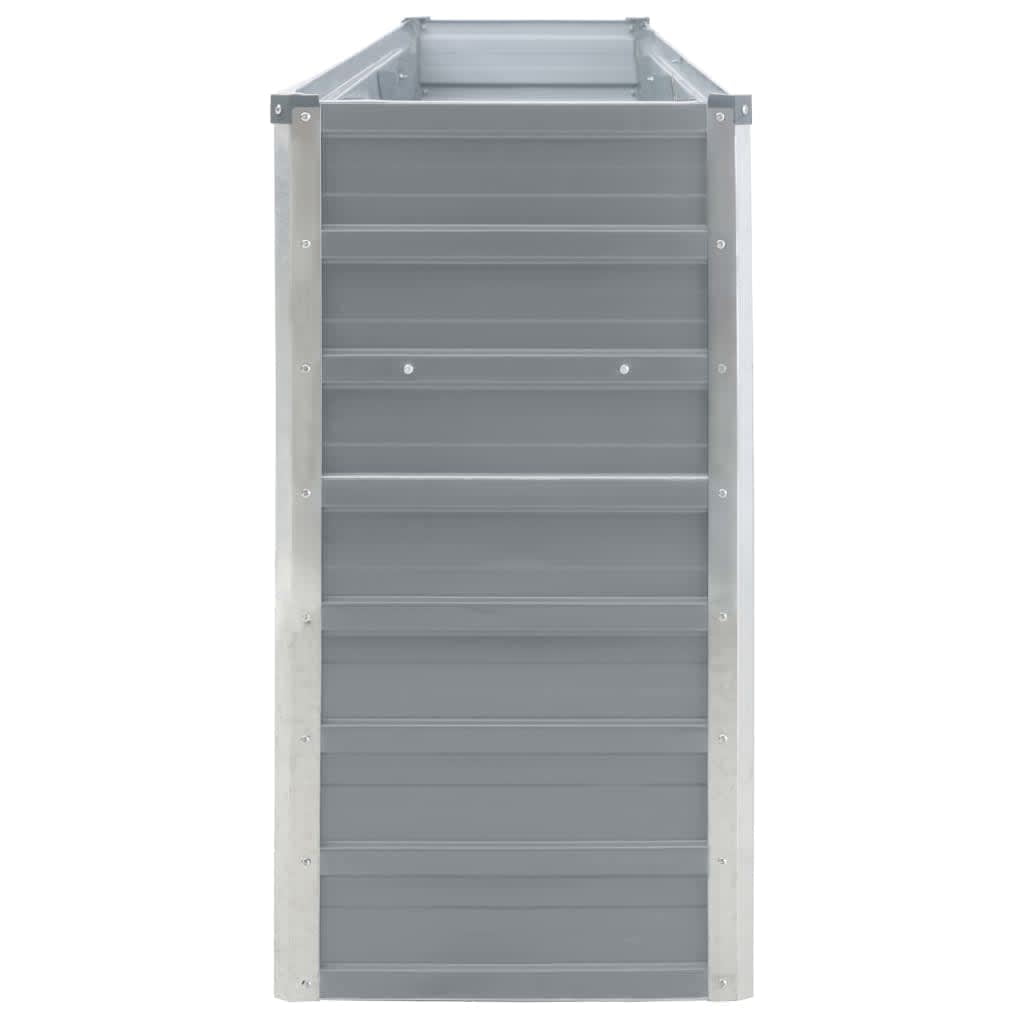 vidaXL Raised Garden Bed Flower Bed Galvanized Steel Outdoor Planter Gray
