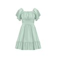 thumbnail image 4 of Xyxonk Girls Dresses Tie Back Summer Dress Elegant Ruffle Short Sleeve Sundresses Square Neck Off Shoulder Solid Color Outfits size 12-14 Mint Green, 4 of 5