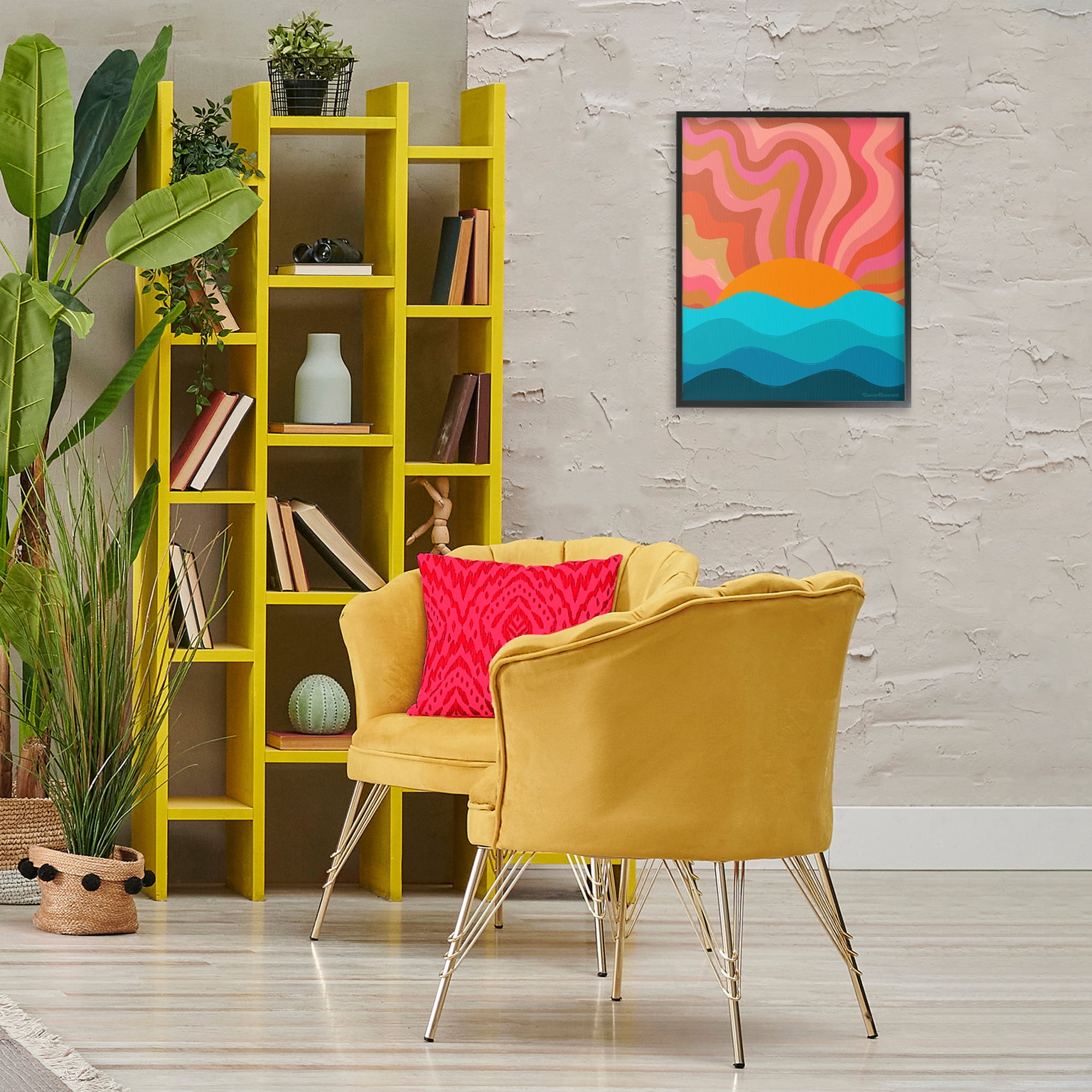 Stupell Industries Liquid Sunshine Funky Landscape Landscape Painting Black Framed Art Print Wall Art, 16 x 20