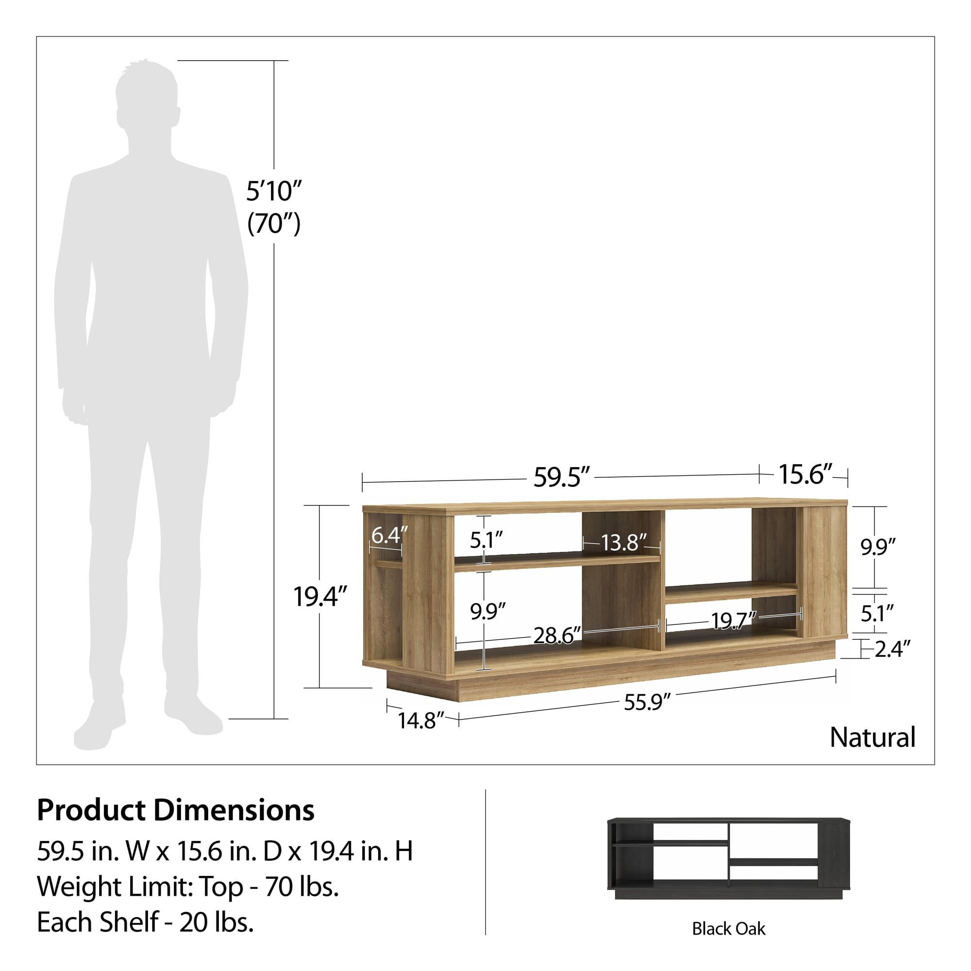 Ameriwood Home Glenvale Contemporary TV Stand for TVs up to 60", Black Oak
