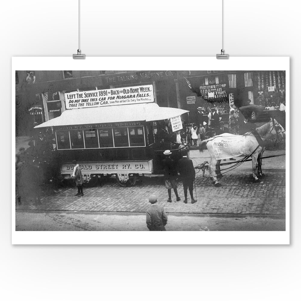 Buffalo, New York Buffalo St RR Company Horse Streetcar View (9x12