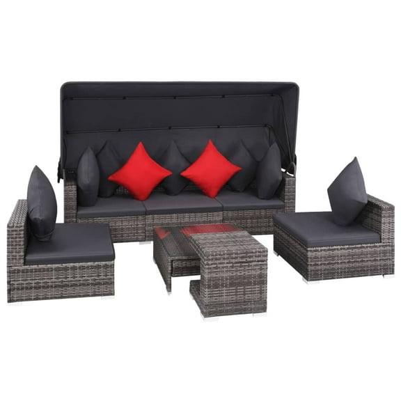 vidaXL Patio Furniture Set Conversation Set Sectional Sofa with Table Rattan