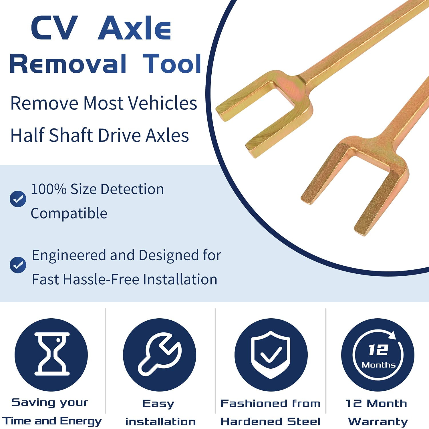 ARES 2-Piece Axle Popper Kit With Fork & Shim - Tool For Breaking CV Axles Loose From Transaxle On FWD Vehicles