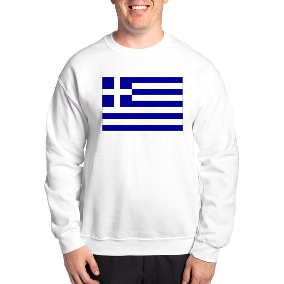 CafePress - Greece Flag Sweatshirt - Crew Neck Sweatshirt