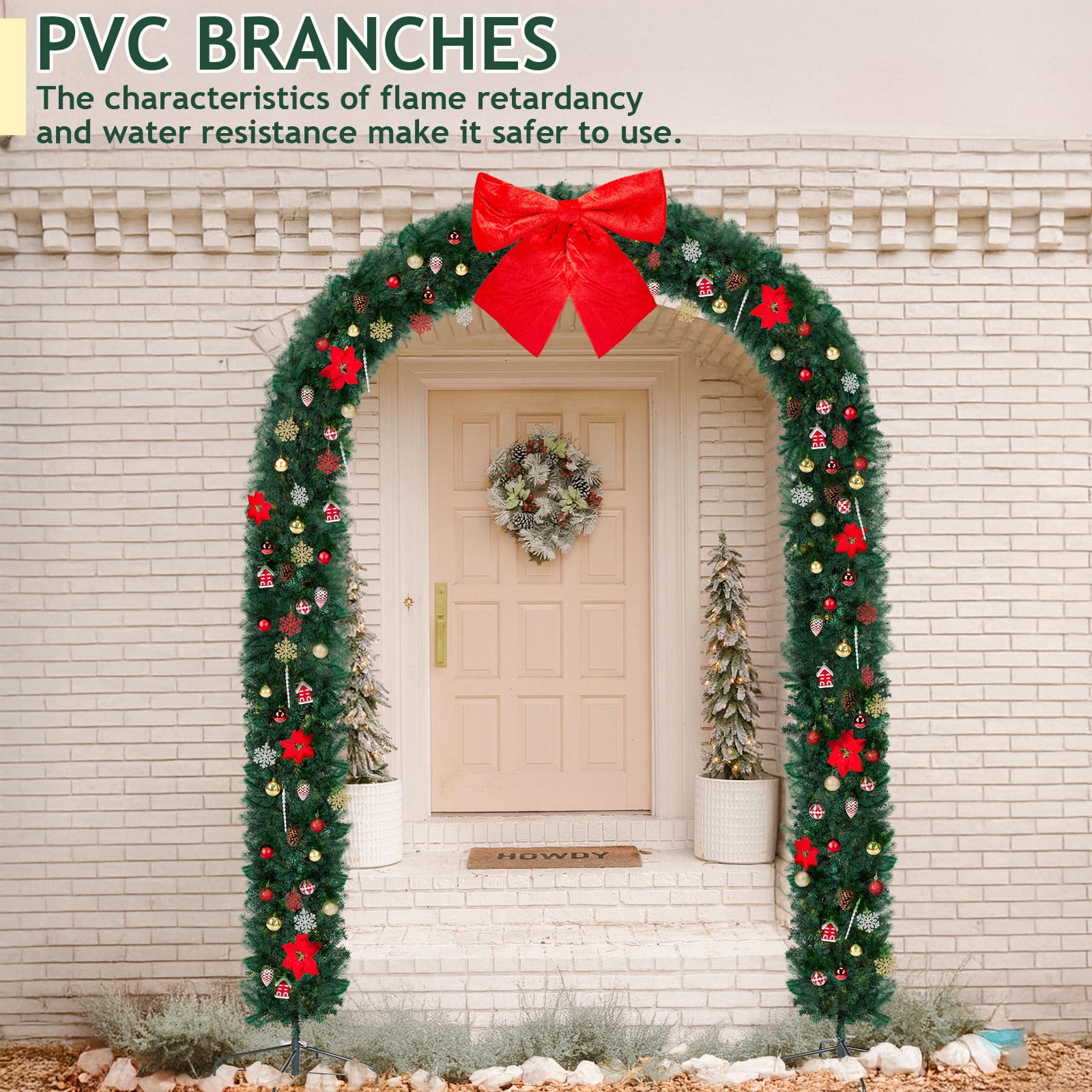 8.7ft Christmas Artificial Tree Archway with 1650 Branch Tips and Lights