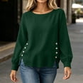thumbnail image 6 of ClodeEU Women's Crew Neck Long Sleeve Side Button Split Tops,Casual Loose Solid Color Pullover Shirts ,Women's Plus L, 6 of 6