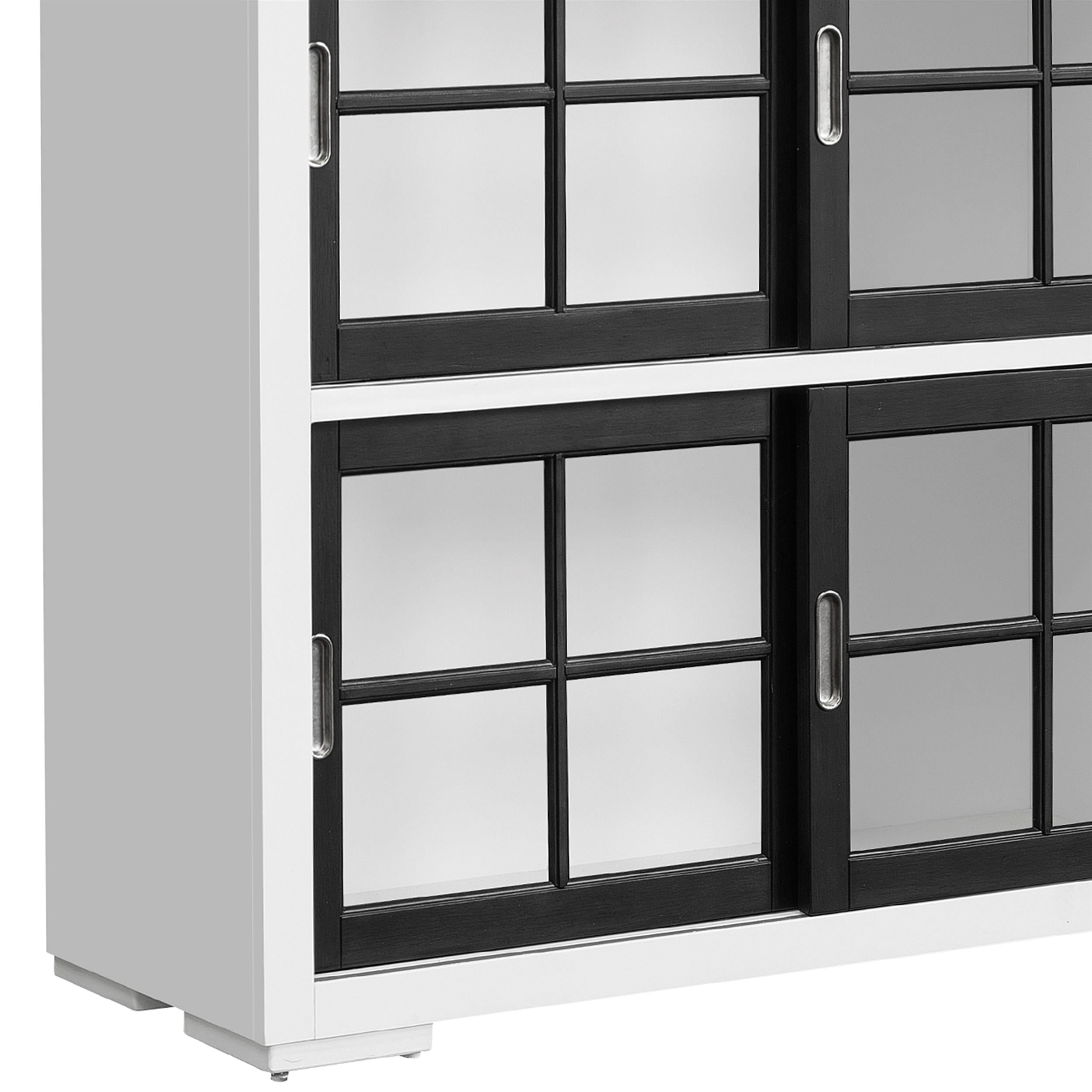 Contemporary 4-Shelf Sliding Door Bookcase in White Wood by Pulaski Furniture
