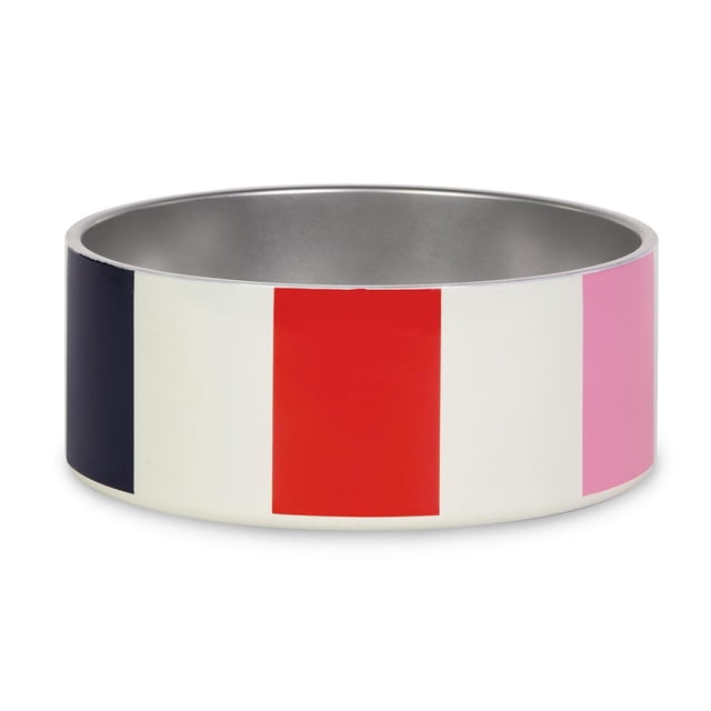 Plato de Acero Inoxidable Kate Spade New York Adventure Stripe Base Antideslizante 16oz para Perro P