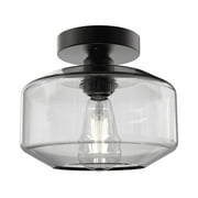 Better Homes & Gardens Architectural Semi-Flush Mount Ceiling Light, Matte Black Finish, Clear Glass Shade