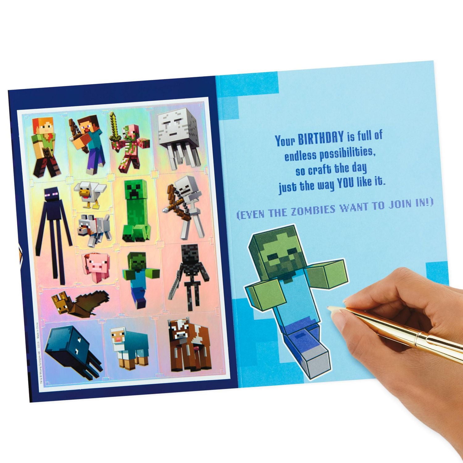Hallmark Minecraft Birthday Card for Kids with Stickers