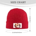 thumbnail image 3 of LNWH Knitted Acrylic Hat, Hand Drawn Kitsune Fox Mask Pattern Winter Beanie Hat for Cold Weather, Red, 3 of 4