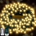 thumbnail image 1 of 50 Ft-150 LED Christmas Decoration Fairy Lights Battery Operated,Green Wire Mini Light with Waterproof,Timer,Remote Control,8 Lighting Modes,Home Tree Indoor Outdoor Holiday Wedding Party Decor Warm, 1 of 5