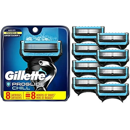 Gillette Proglide Chill Mens Razor Blade Refills, 8 Count, Cooling Technology Chills Skin