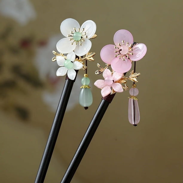 Palillos de madera para el cabello, piedras de cristal naturales, tocado de novia para boda, horquillas chinas, accesorios de joyas para el cabello étnicos para mujer