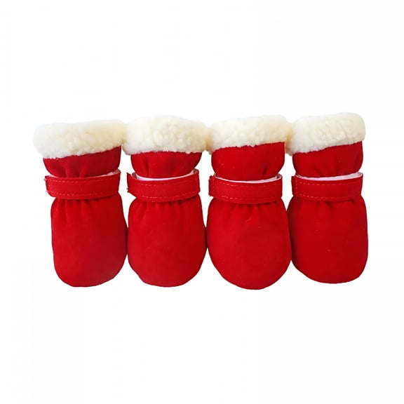 TELOLY 4Pcs/Set Super Warm Pet Dog Cat Shoes Dog Boots Winter Puppy Cat Rain Snow Booties Footwear for Small Dogs Chihuahua Non-Slip