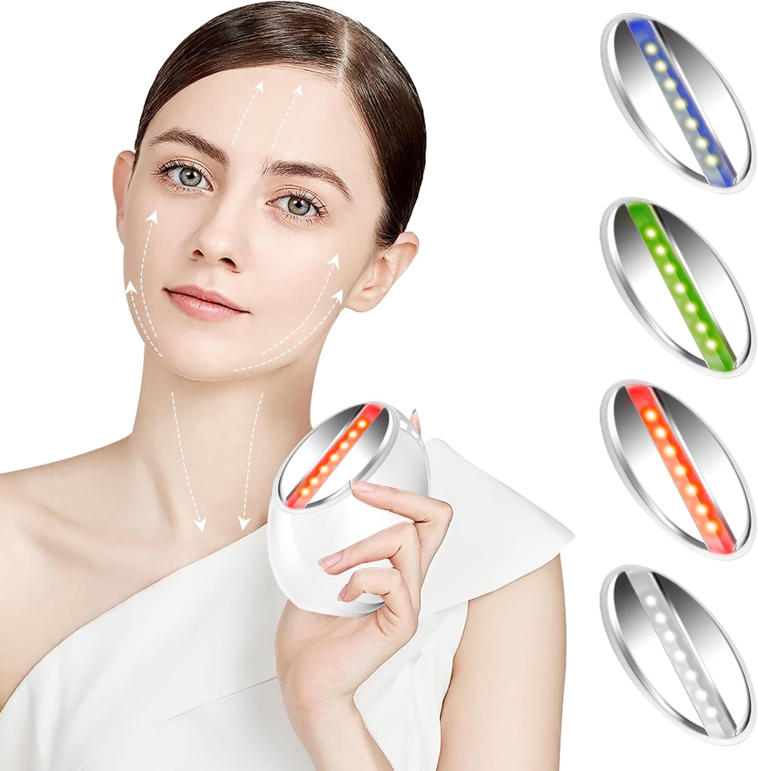 Face and Neck Beauty Massage Wand, 3 Modes - 9 Vibration Frequencies - LED - Heating, 3-in-1 Facial Sculptor for Skin Care at Home Therapy Face Massager Tool for Skin Tightening and Lifting