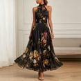 thumbnail image 2 of Wxolcjlv Vintage Floral Maxi Dress for Women Halter Neck Sleeveless Flared Formal Long Gown, 2 of 7