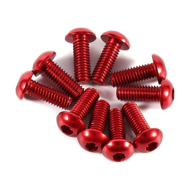 Perno de tornillo de cabeza hueca hexagonal de aleación de aluminio rojo M3 de 6-10 mm (10 piezas)