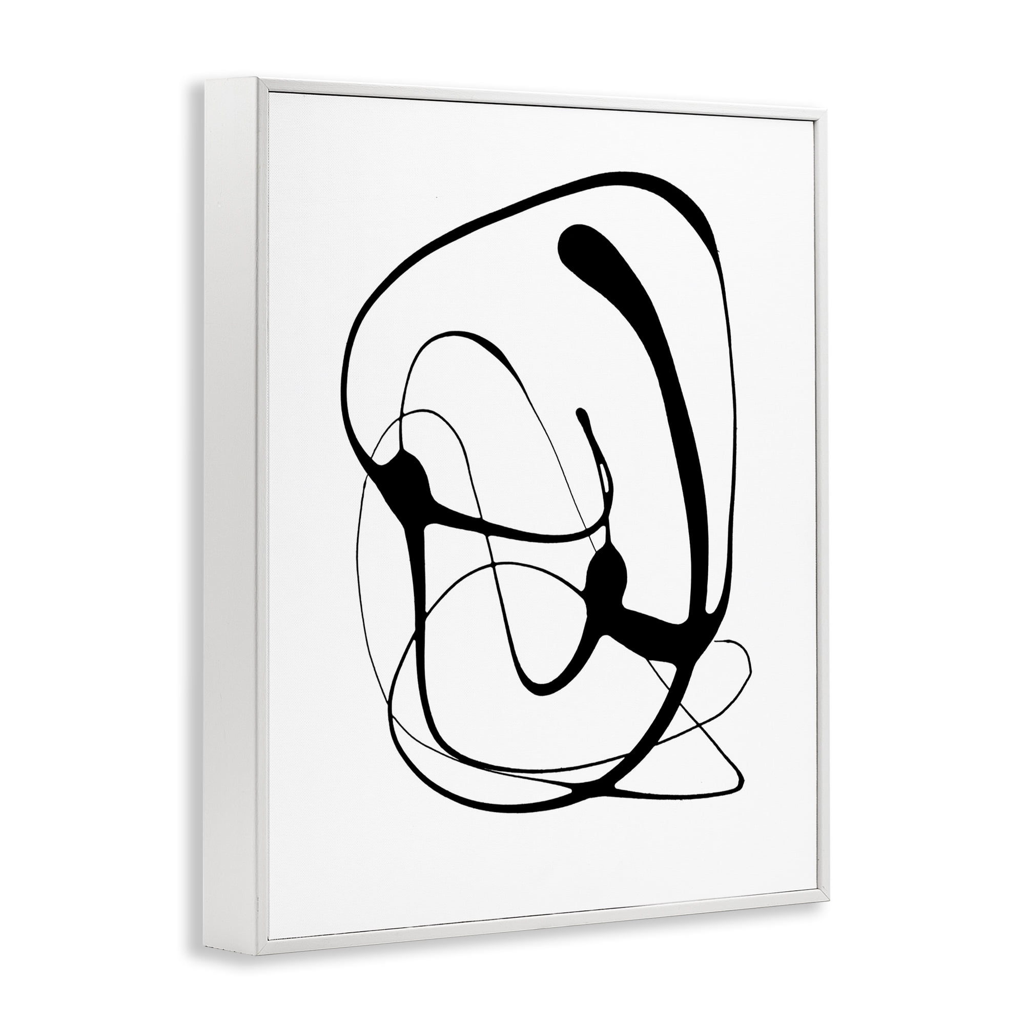 Stupell Industries Black Modern Swirl Abstract Painting White Framed Art Print Wall Art, 16 x 20