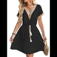 thumbnail image 1 of Vestido Informal de Verano con Cintura Ajustada para Mujer para Vacaciones Negro M, 1 of 7