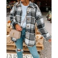 thumbnail image 2 of Christmas Flannel Shirts for Women Casual Plaid Long Sleeve Shackets Jackets Womens Button Down Boyfriend Coats Blouses Shermie, 2 of 3
