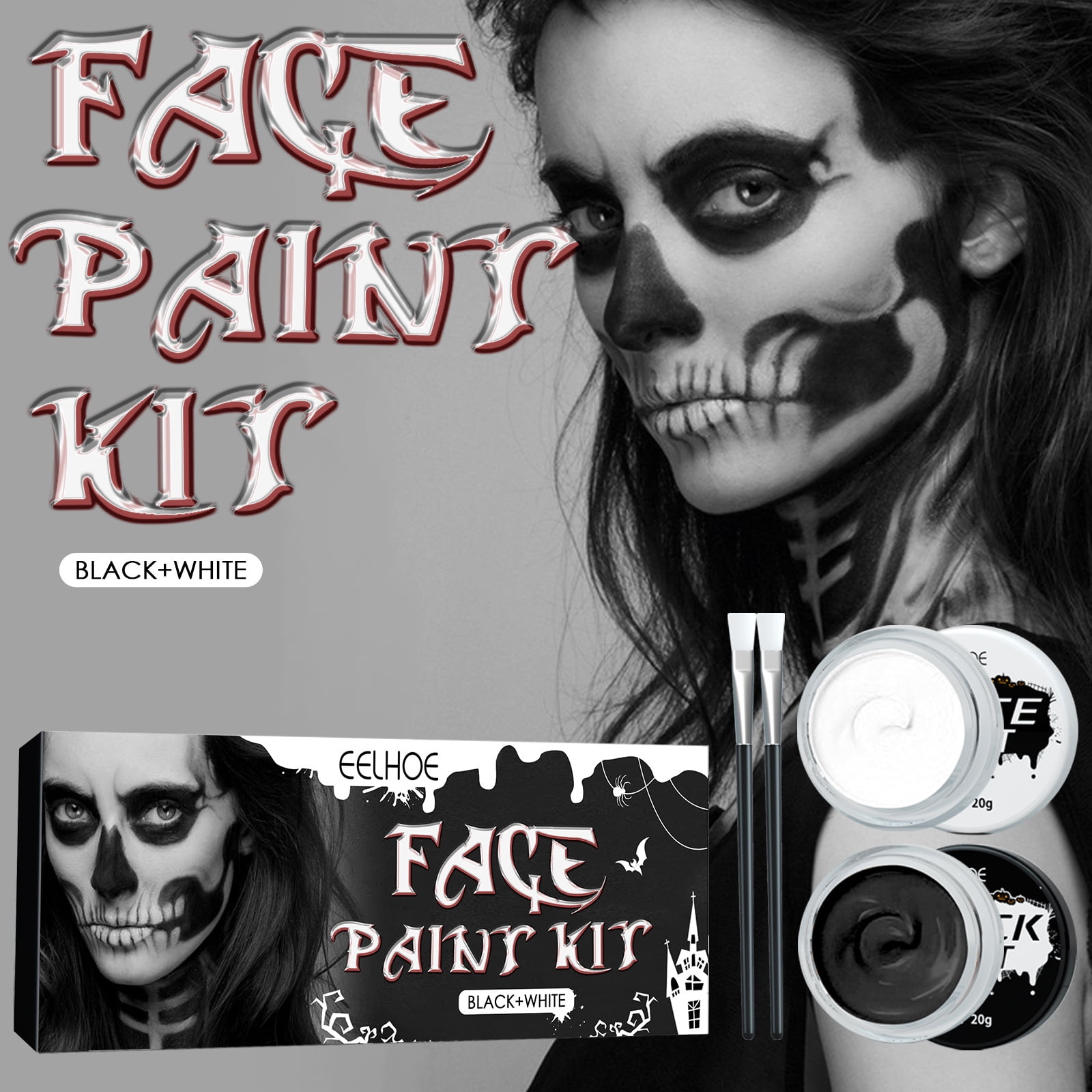 EELHOE Halloween Black and White Body Paint Makeup Pigments Body Paint Vampire Zombie Skull Face halloween - Walmart.com