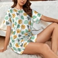thumbnail image 4 of Fuzoiu Tiger Leaves Print Women's Short-Sleeved Pajama Set,Lounge Sleepwear Set,Womens Pajama Sets 2 Piece,Button-Up Top and Shorts with Pockets-3X-Large, 4 of 7