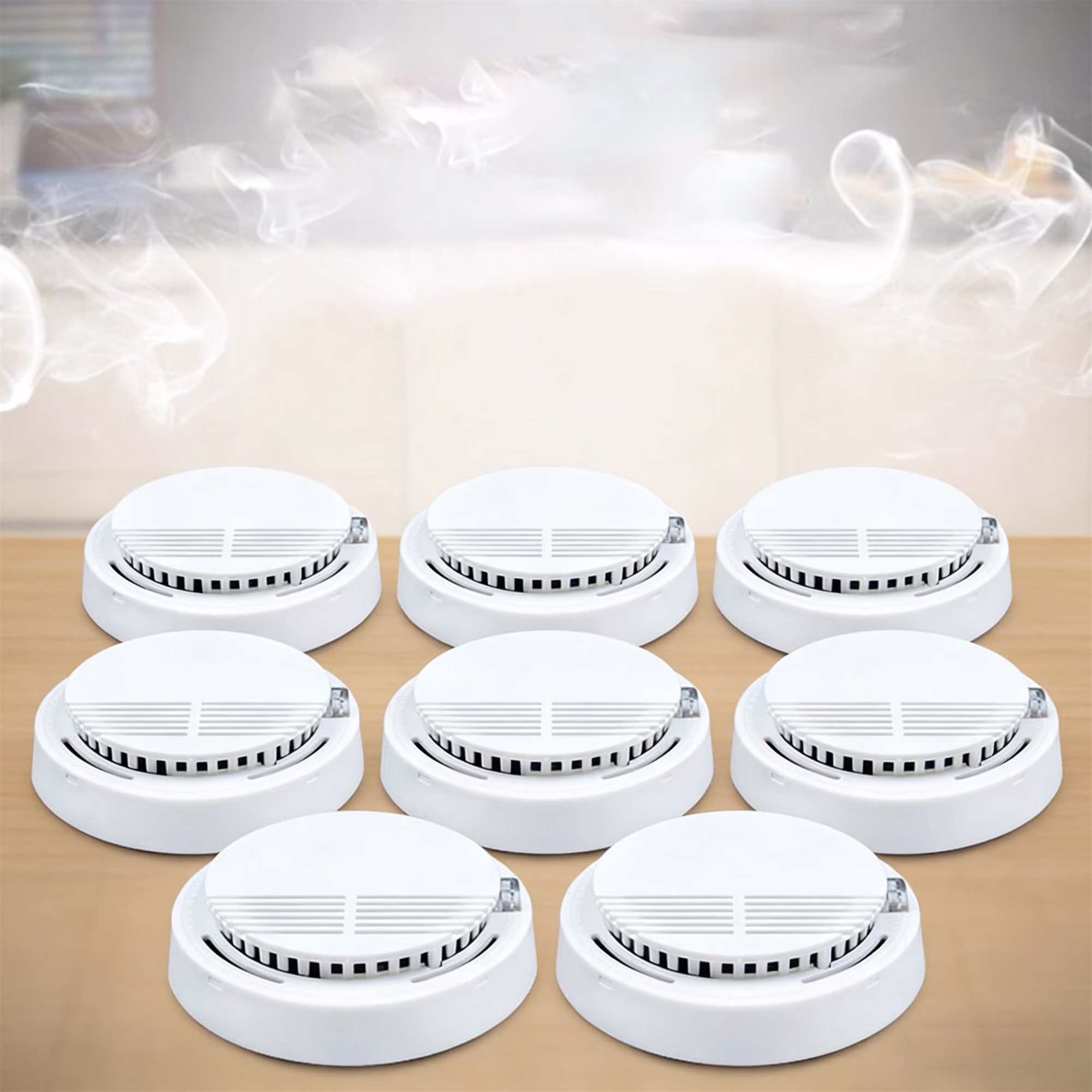 White/8Pack, variant on Smoke Alarm Detector Home Fire Safety Sensor Alert