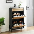 thumbnail image 4 of QinaQin Slim 24-Inch Rattan Shoe Cabinet with Flip-Top Shelves and Drawers – a Freestanding, Concealed Shoe Cabinet with Adjustable Shelves for Entryways and Hallways, 4 of 8