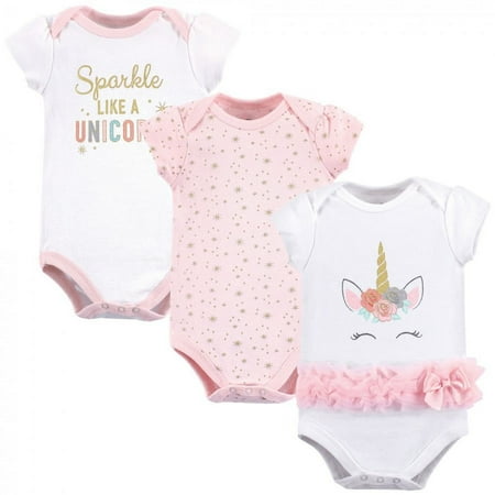 UPC: 0660168722260 | Little Treasure Baby Girl Cotton Bodysuits 3pk  Unicorn  12-18 Months