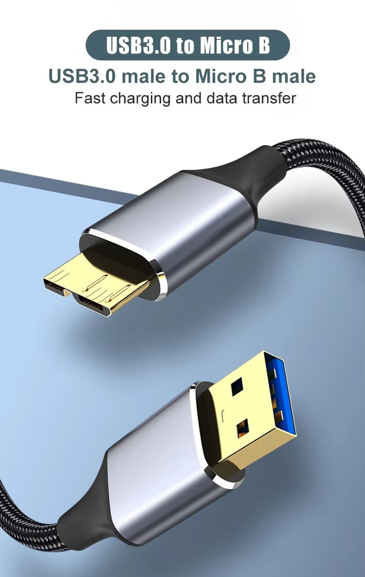 DOONJIEY USB 3.0 Type A to USB3.0 Micro B Data Cable 5Gbps External Hard Drive Cable SSD Sata Cable for Samsung Hard Disk Computer Cable