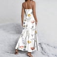 thumbnail image 6 of Zpzdpjkx Women's Summer Floral Printed Maxi Dress Breathable Comfy V-Neck Spaghetti Strap Side Slit Cami Dress Nightgown Beige S, 6 of 7