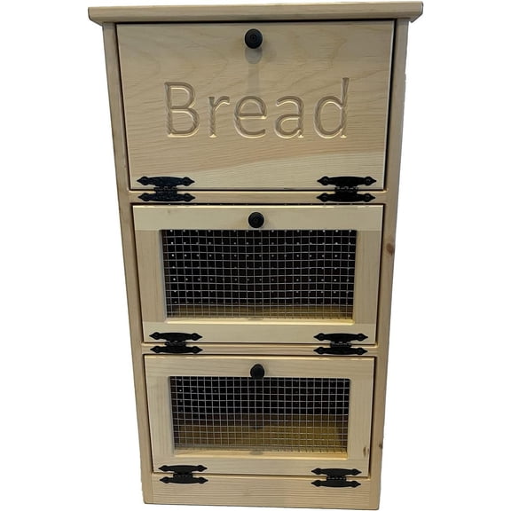 Bread Veggie Bin with Wire Doors (Unstained)